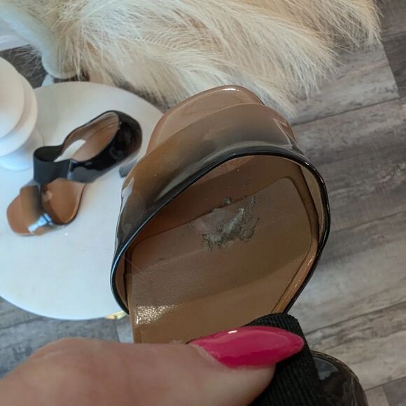 Prada Black and Tan Stiletto Heels with Geometric Pattern - Picture 6 of 13